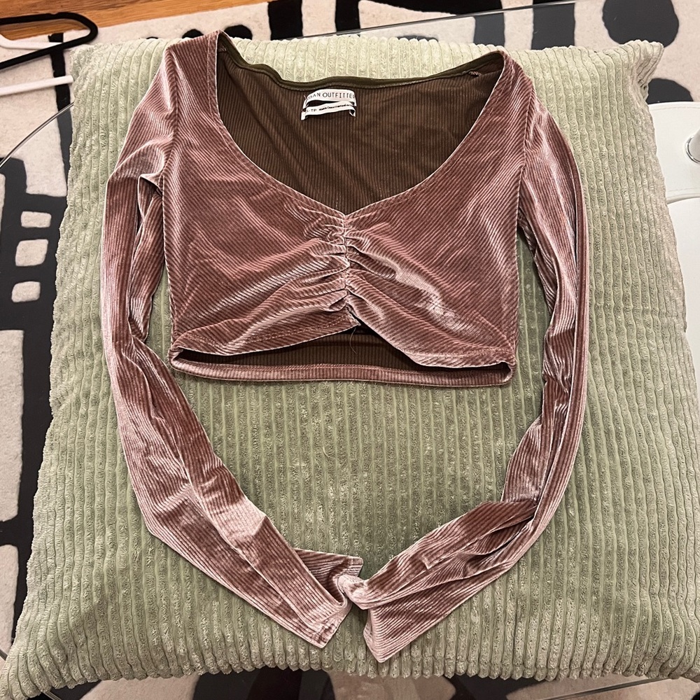 Urban Outfitters Velvet Cropped Long Sleeve